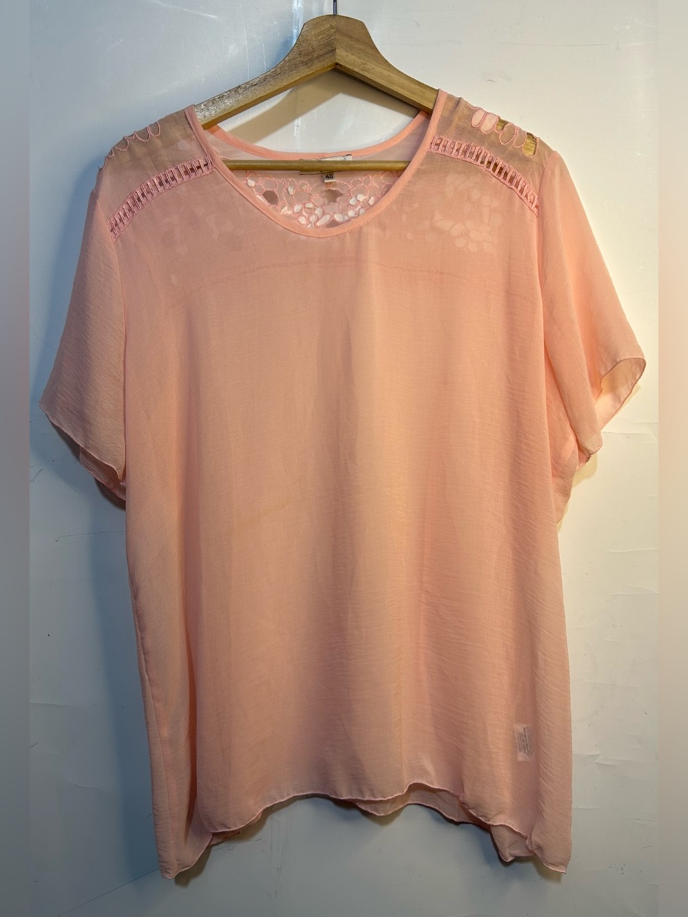 LADY Sun Sheer Pink Eyelet Blouse Size 40 (Large)